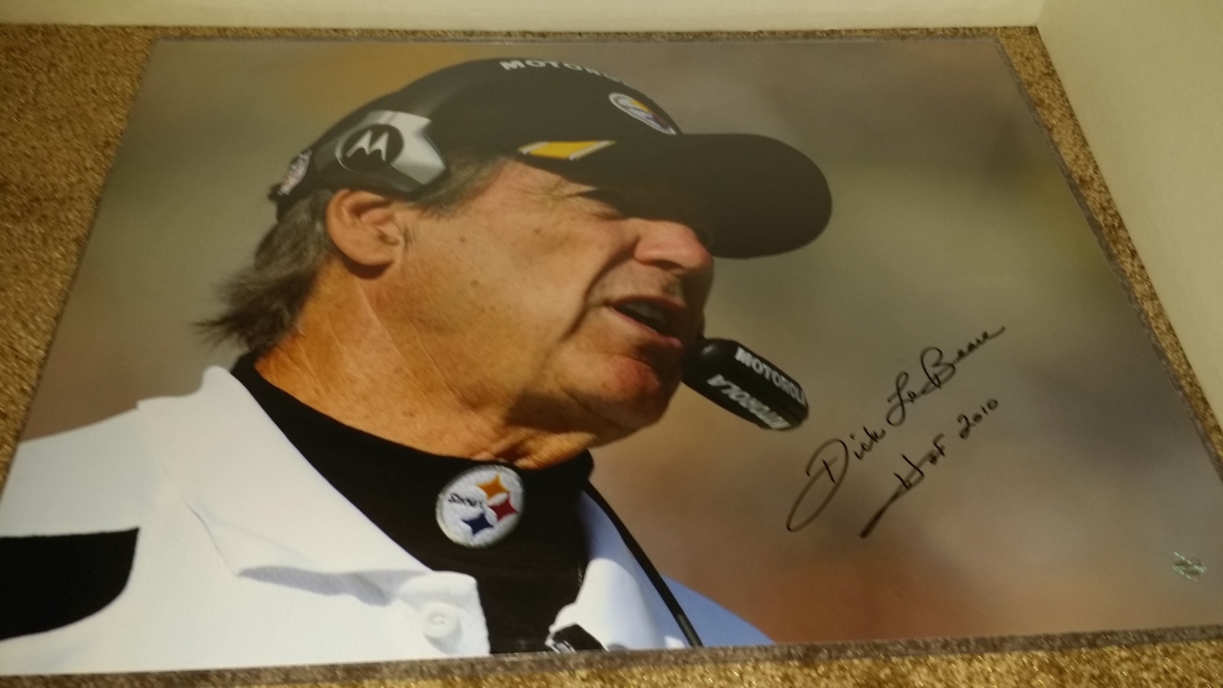 Dick Lebeau Autographed Signed 11X14 Photo With Troy Polamalu (Black Jers.)