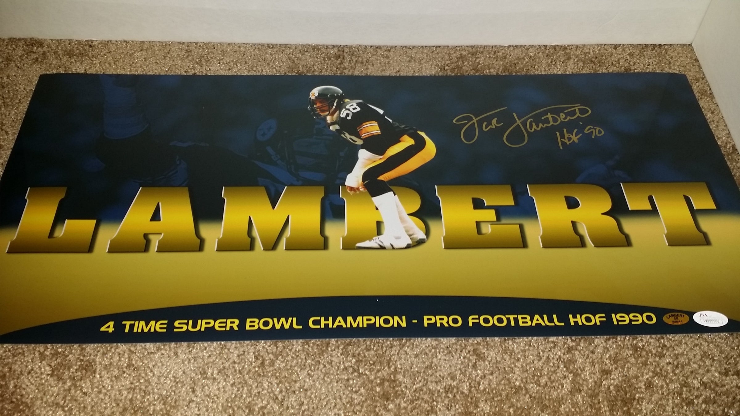 Autographed JACK LAMBERT 11X14 Pittsburgh Steelers Photo JSA